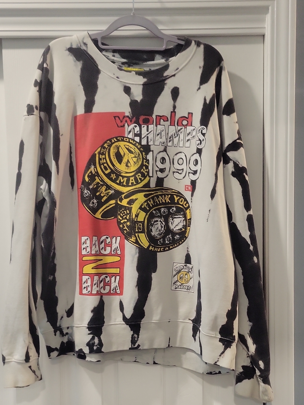 Tie-Dye Graphic Sweatshirt with World Champs 1999 Print